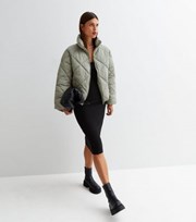 New Look Olive Quilted High Neck Puffer Jacket